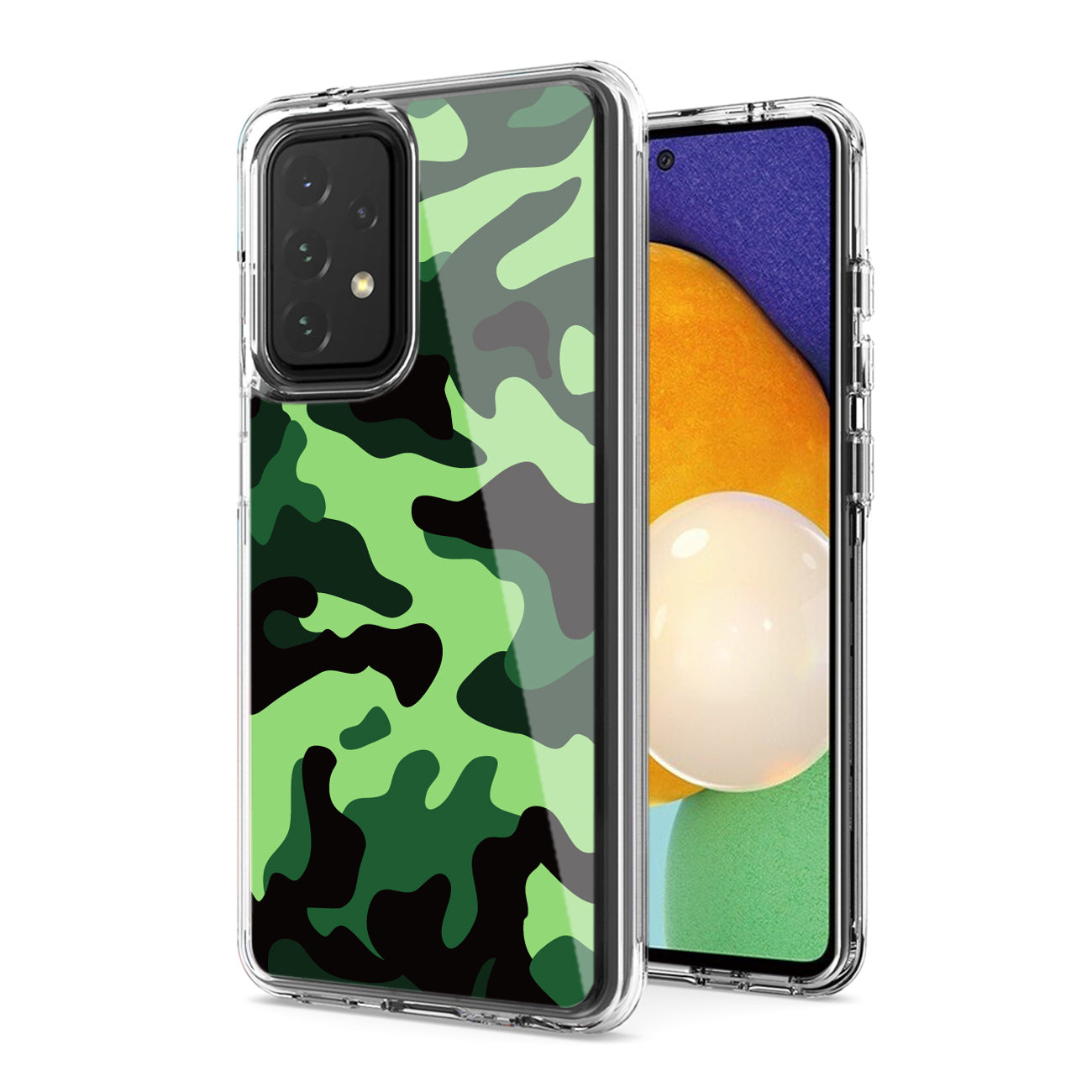 Camouflage Dual Layer Hybrid Hard Plastic and Soft TPU Rubber Case Cover for  SAMSUNG GALAXY A52 5G In Mint Green